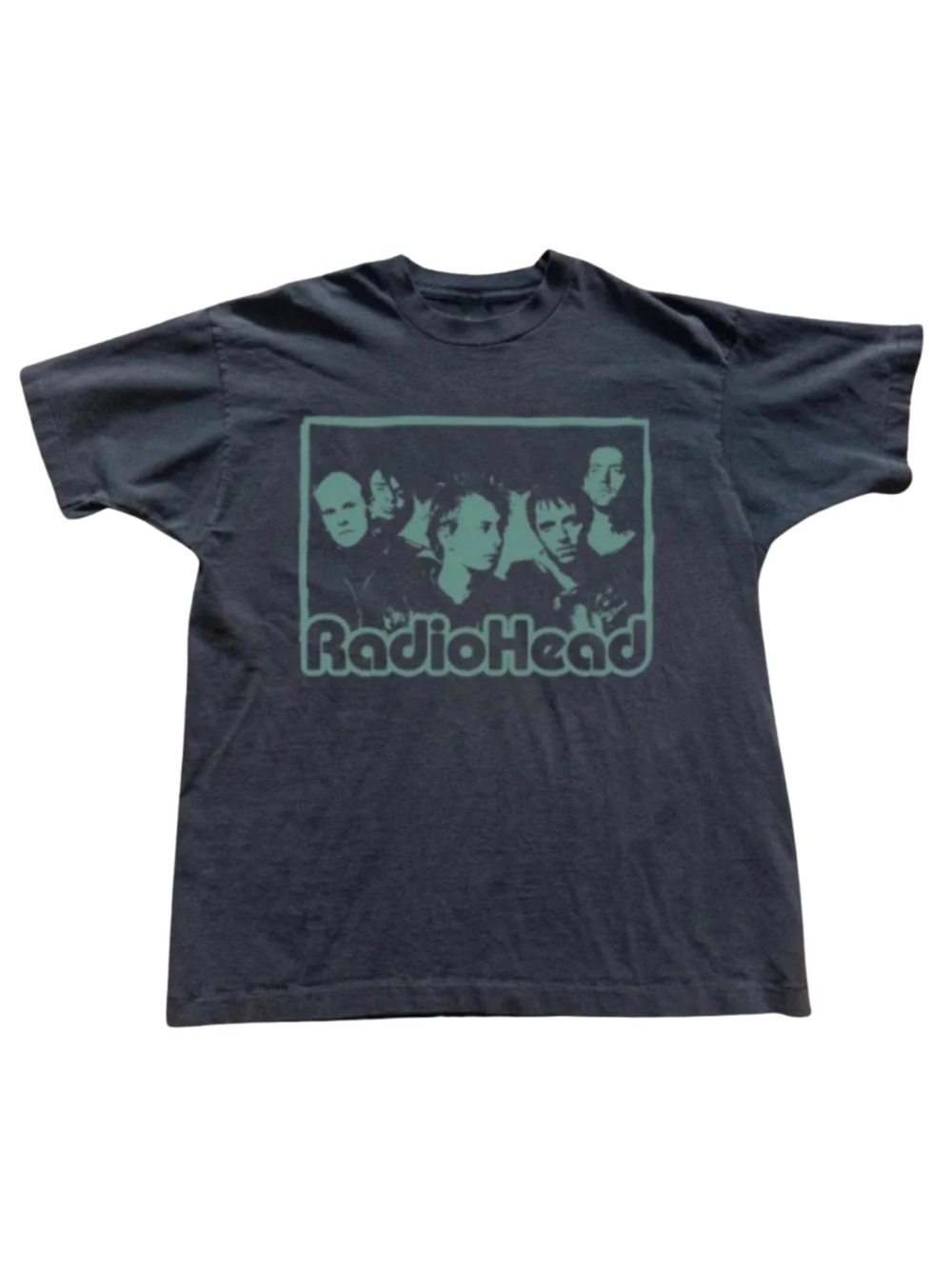 Gildan Radiohead Black Graphic Band T-Shirt - Black with Mint Print